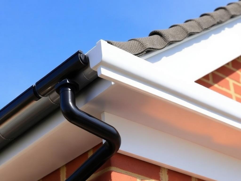 New white fascias and soffits with black guttering