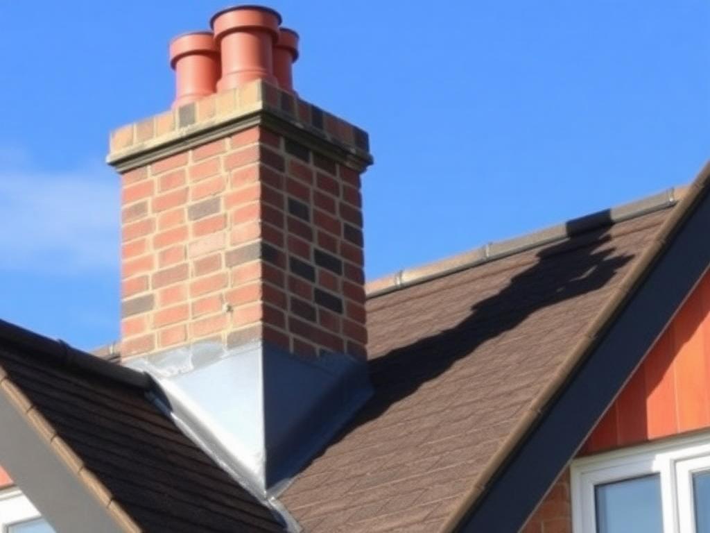 Repaired chimney stack with new lead flashing